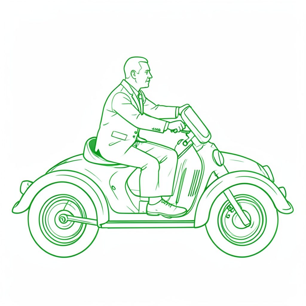 Disegno lineare minimale di un ritratto stilizzato di ciclista con casco e occhiali, tratti essenziali su sfondo crema